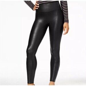 Spanx Women's Black faux Leather Ankle Leggings Size Medium 6/8